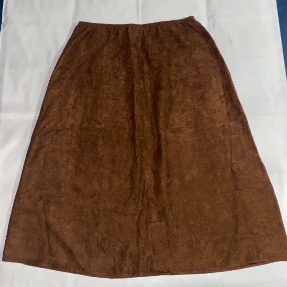Maggie Sweet Suede Feel Side Slit Brown Maxi Skirt